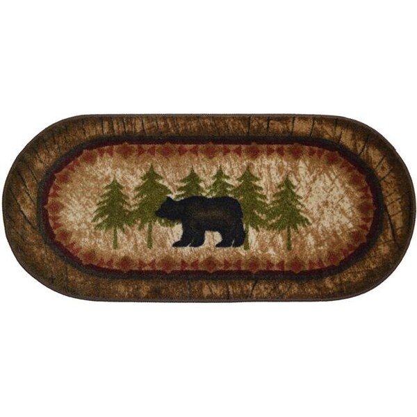 Mayberry Rug Mayberry Rug CC5276 30X46 30 x 46 in. Oval Cozy Cabin Birch Bear Printed Nylon Kitchen Mat & Rug CC5276 30X46 - main